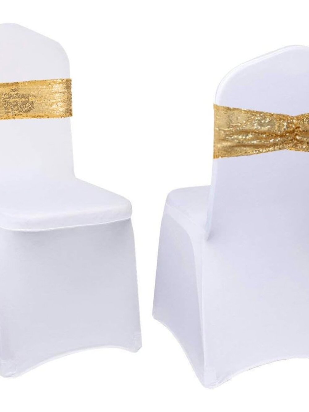 Set of 100 Sequin Gold Chair Sashes for Chair Cover Wedding Party Decorations